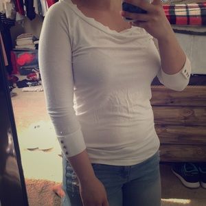 White Banana Republic 3/4 sleeve